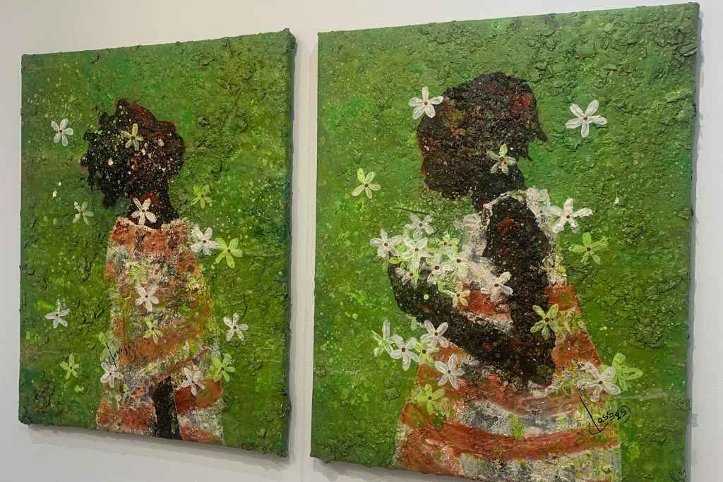 Ma liberté 2025 Signée, titrée Acrylique, poudre et copeaux de bois, pastels, charbon et feutre sur toile